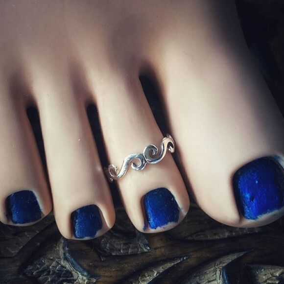 Sterling Silver  Squiggle Toe Ring - Picture 1 of 3